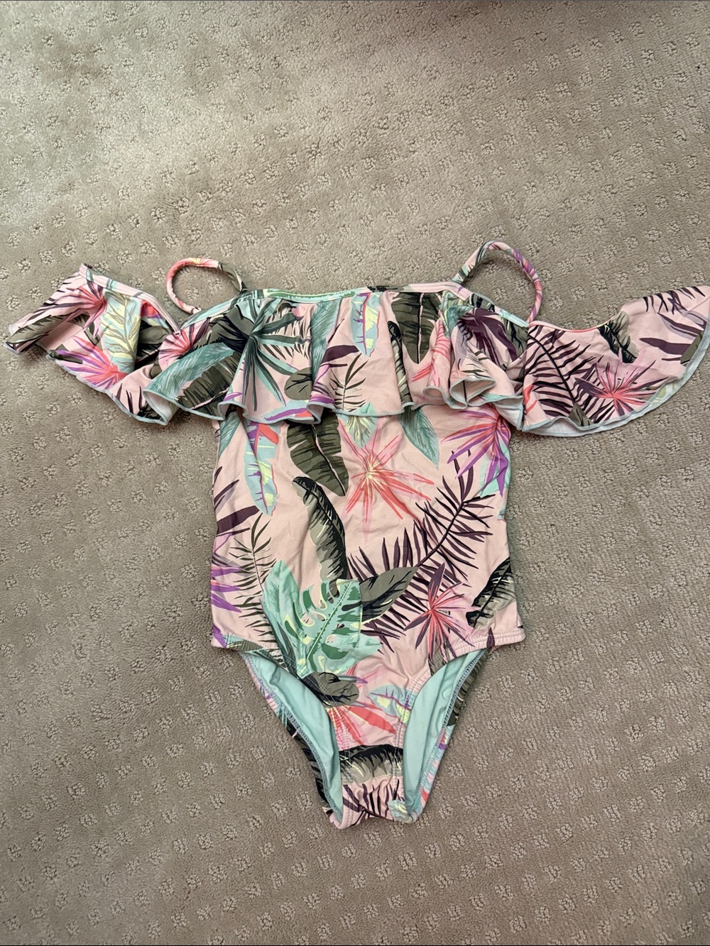 PQ Swim Pink Tropical Print Girls One-Piece Swimsuit